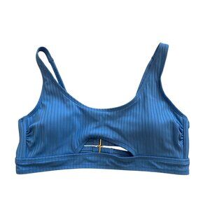 NWT Time And Tru Womens Ribbed Blue Bralette With Adjustable Straps & Front Cut-